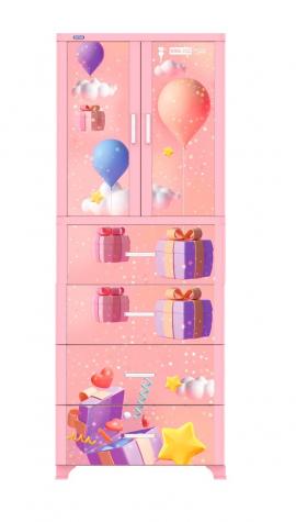 Tủ nhựa Wing 2 cánh 4 hộc - Hồng